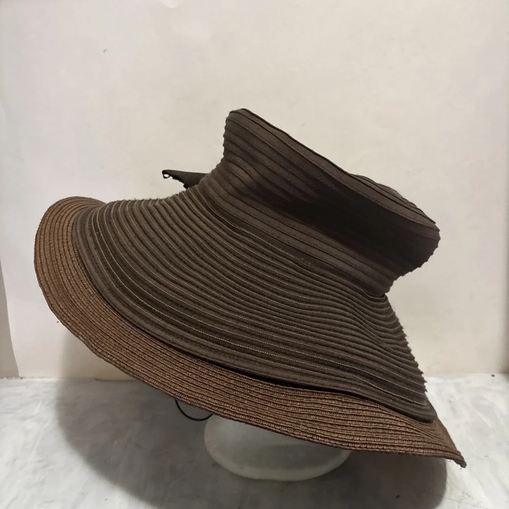 Eric Javits Straw Sun Big Brim Classic Style 53cm 21" - Picture 3 of 6